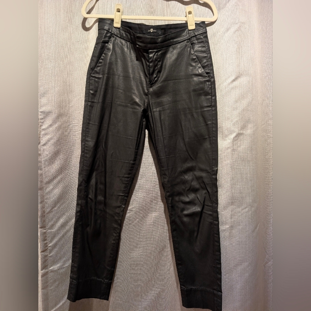 Women Leather Look&Feel Black Pants